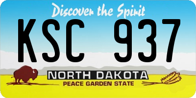 ND license plate KSC937