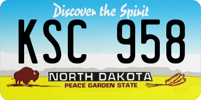 ND license plate KSC958