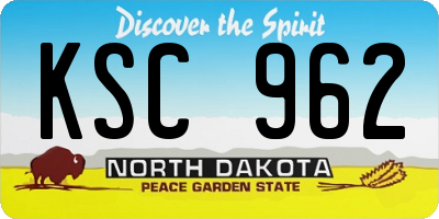 ND license plate KSC962