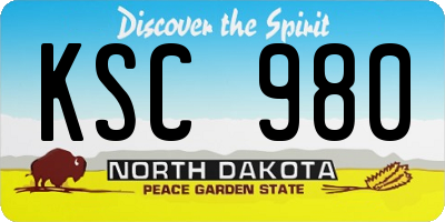 ND license plate KSC980