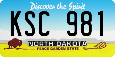 ND license plate KSC981