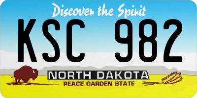 ND license plate KSC982