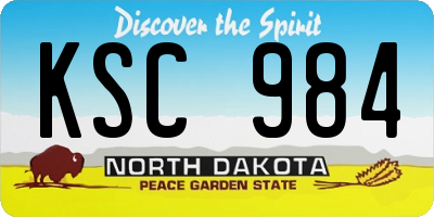 ND license plate KSC984