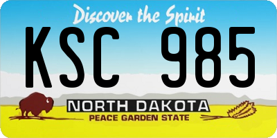 ND license plate KSC985