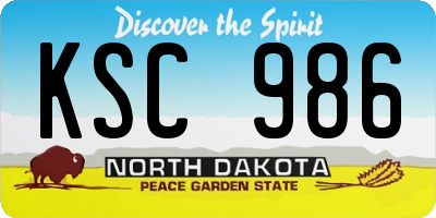 ND license plate KSC986