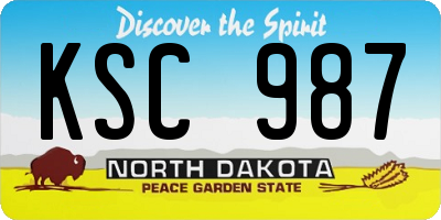 ND license plate KSC987