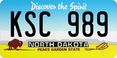 ND license plate KSC989