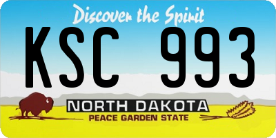 ND license plate KSC993