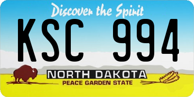 ND license plate KSC994