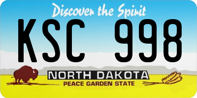 ND license plate KSC998