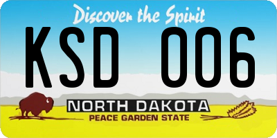 ND license plate KSD006