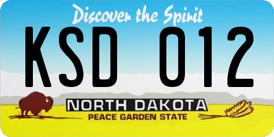 ND license plate KSD012