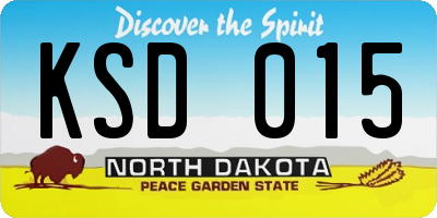 ND license plate KSD015