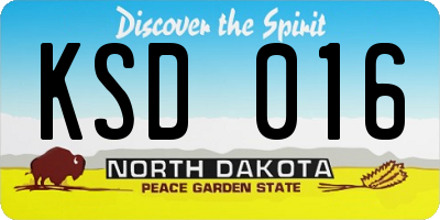 ND license plate KSD016