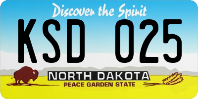 ND license plate KSD025