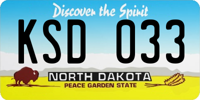 ND license plate KSD033