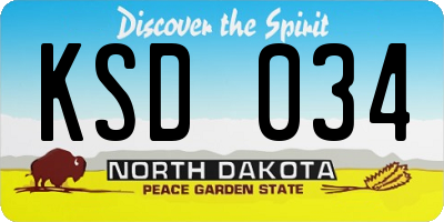 ND license plate KSD034