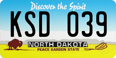 ND license plate KSD039