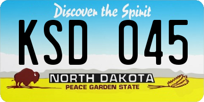 ND license plate KSD045