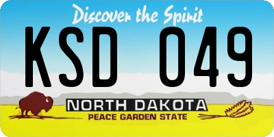 ND license plate KSD049