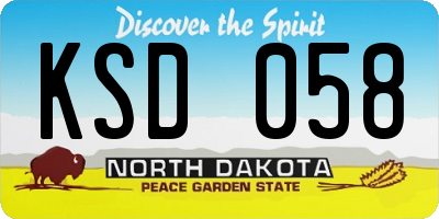 ND license plate KSD058