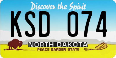 ND license plate KSD074