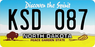 ND license plate KSD087