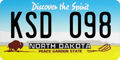 ND license plate KSD098