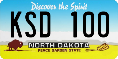 ND license plate KSD100