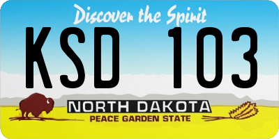 ND license plate KSD103