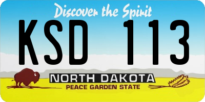 ND license plate KSD113