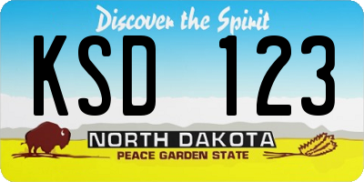 ND license plate KSD123