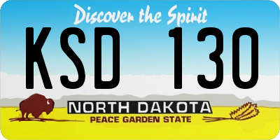 ND license plate KSD130