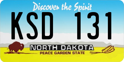 ND license plate KSD131