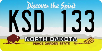 ND license plate KSD133