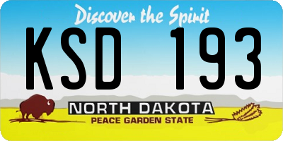 ND license plate KSD193