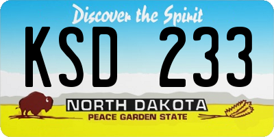 ND license plate KSD233