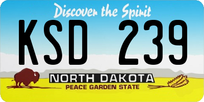 ND license plate KSD239