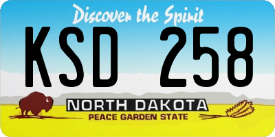 ND license plate KSD258