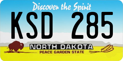 ND license plate KSD285