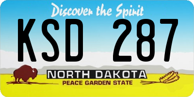 ND license plate KSD287