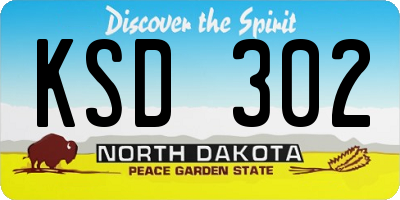 ND license plate KSD302