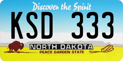 ND license plate KSD333