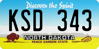 ND license plate KSD343
