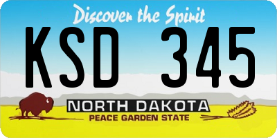ND license plate KSD345