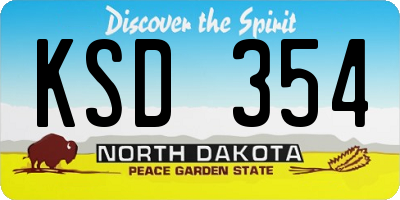 ND license plate KSD354