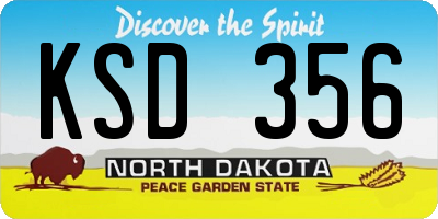 ND license plate KSD356