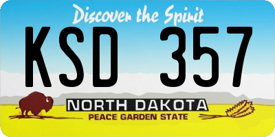 ND license plate KSD357