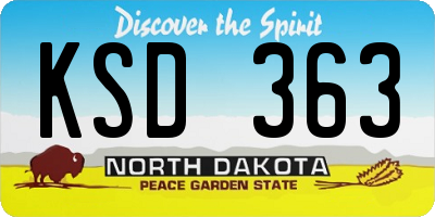 ND license plate KSD363