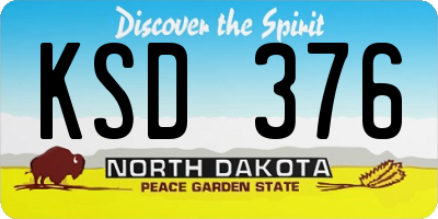 ND license plate KSD376